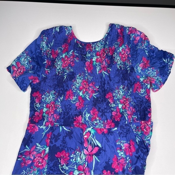 Blair Maxi Dress Floral Short Sleeve Smocking Boho Modest Summer Spring Peasant - Picture 6 of 10